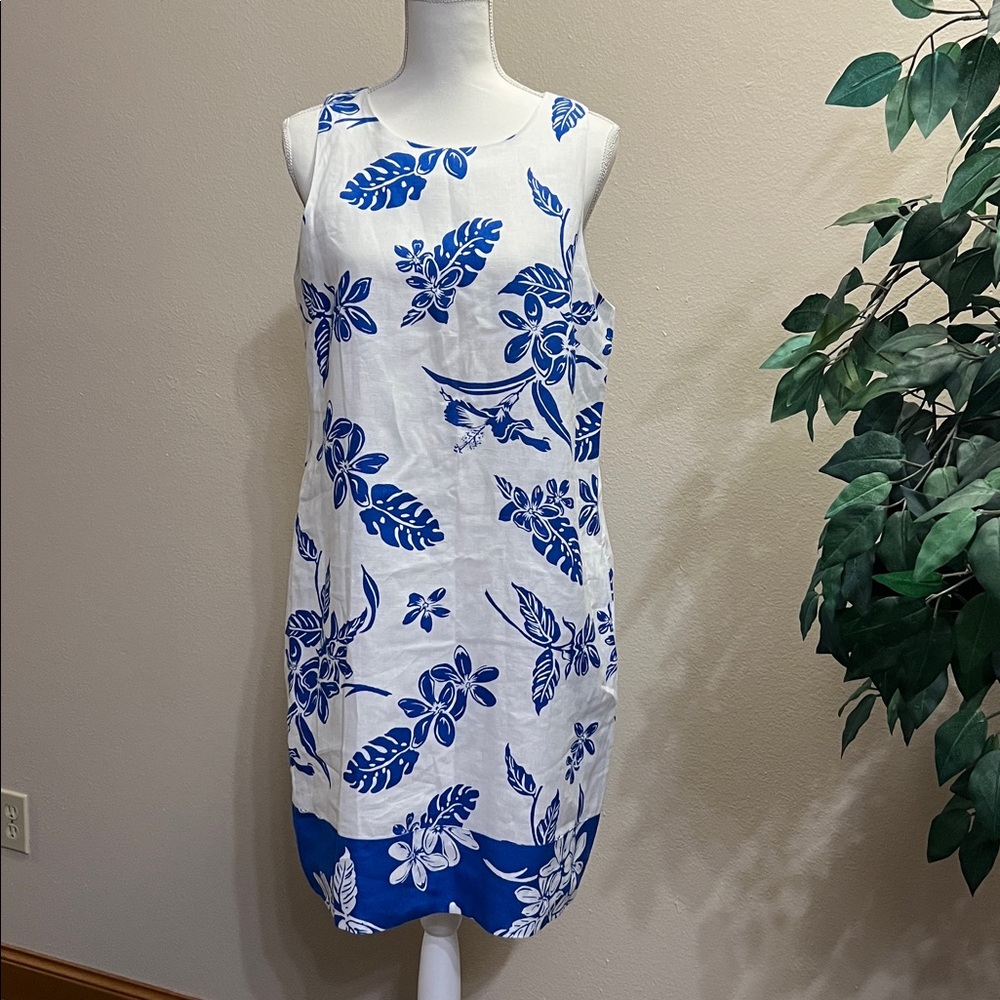 Tommy Bahama Linen Hibiscus Hiatus Reverse Hem Shift Size M